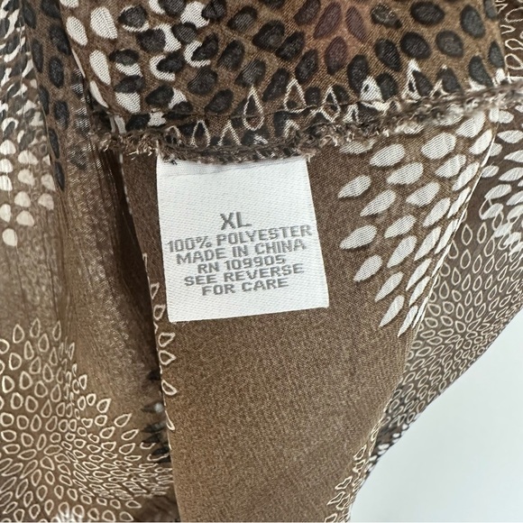 Dress Barn Women’s Sheer Top Size XL Brown Sheer Y2K Babydoll Flutter Sleeve - Picture 8 of 9